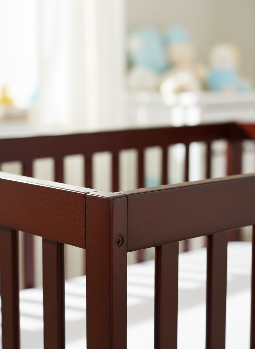 5-in-1 convertible full-size baby crib in espresso wood with adjustable mattress height and toddler conversion rails โ view 4