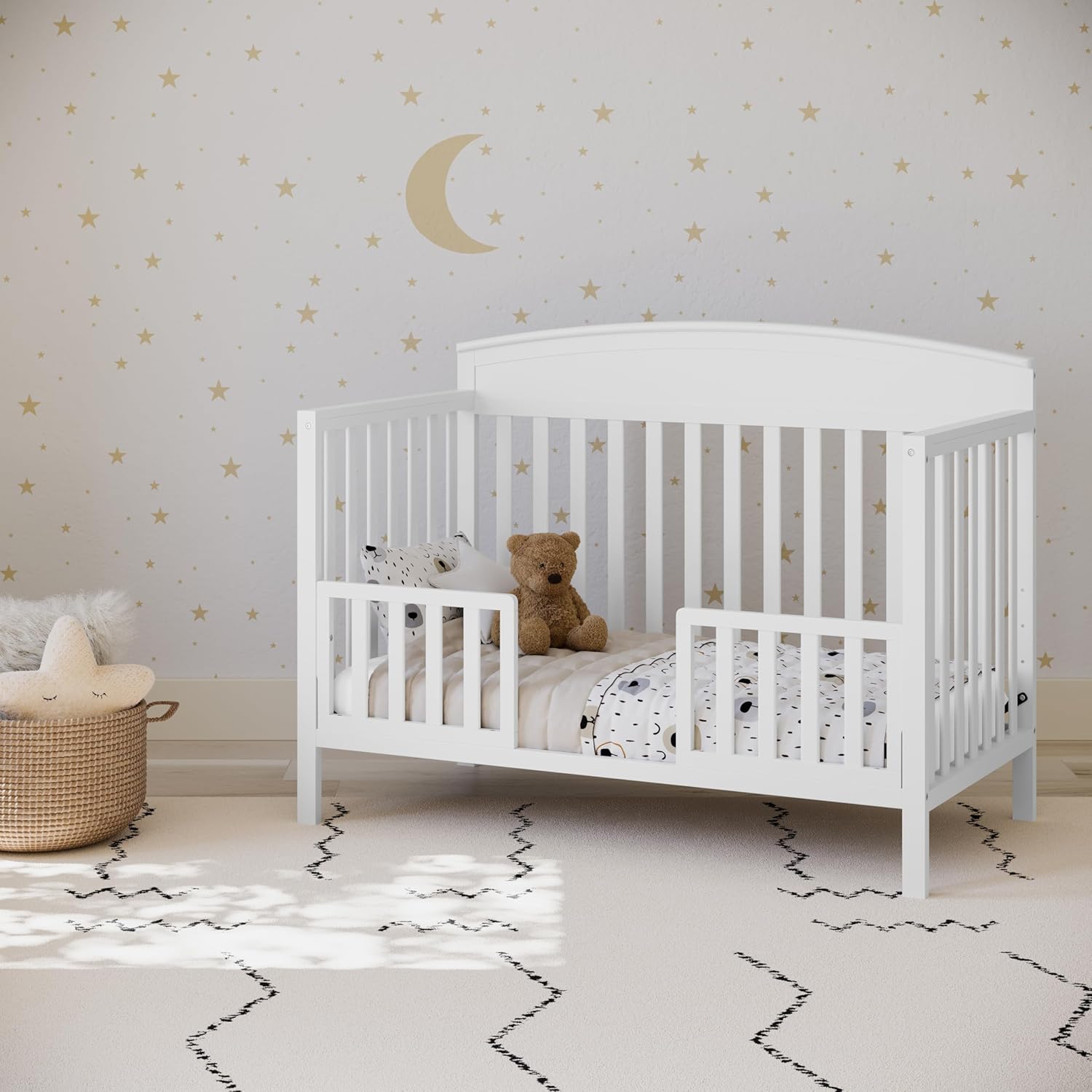 Graco Benton white 5-in-1 convertible crib in baby nursery setting — view 3