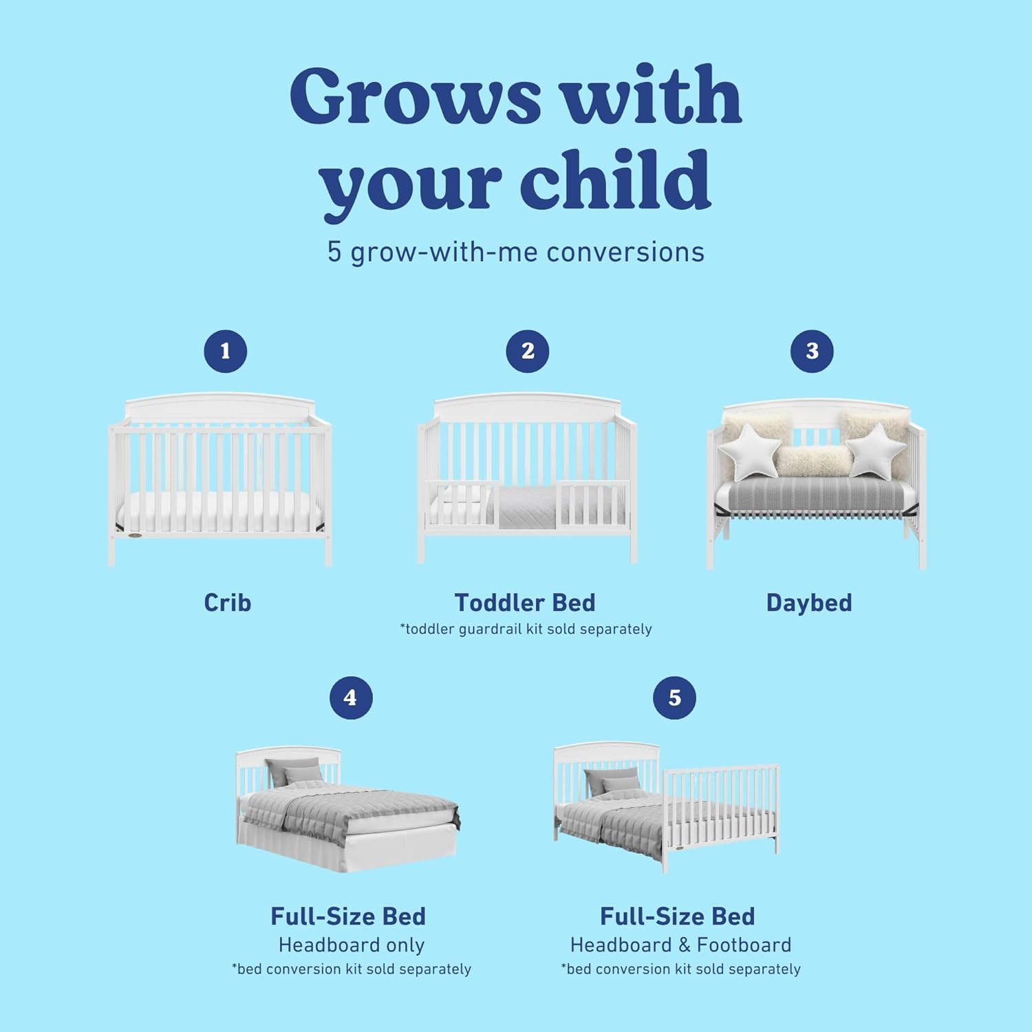 Graco Benton white 5-in-1 convertible crib in baby nursery setting — view 2