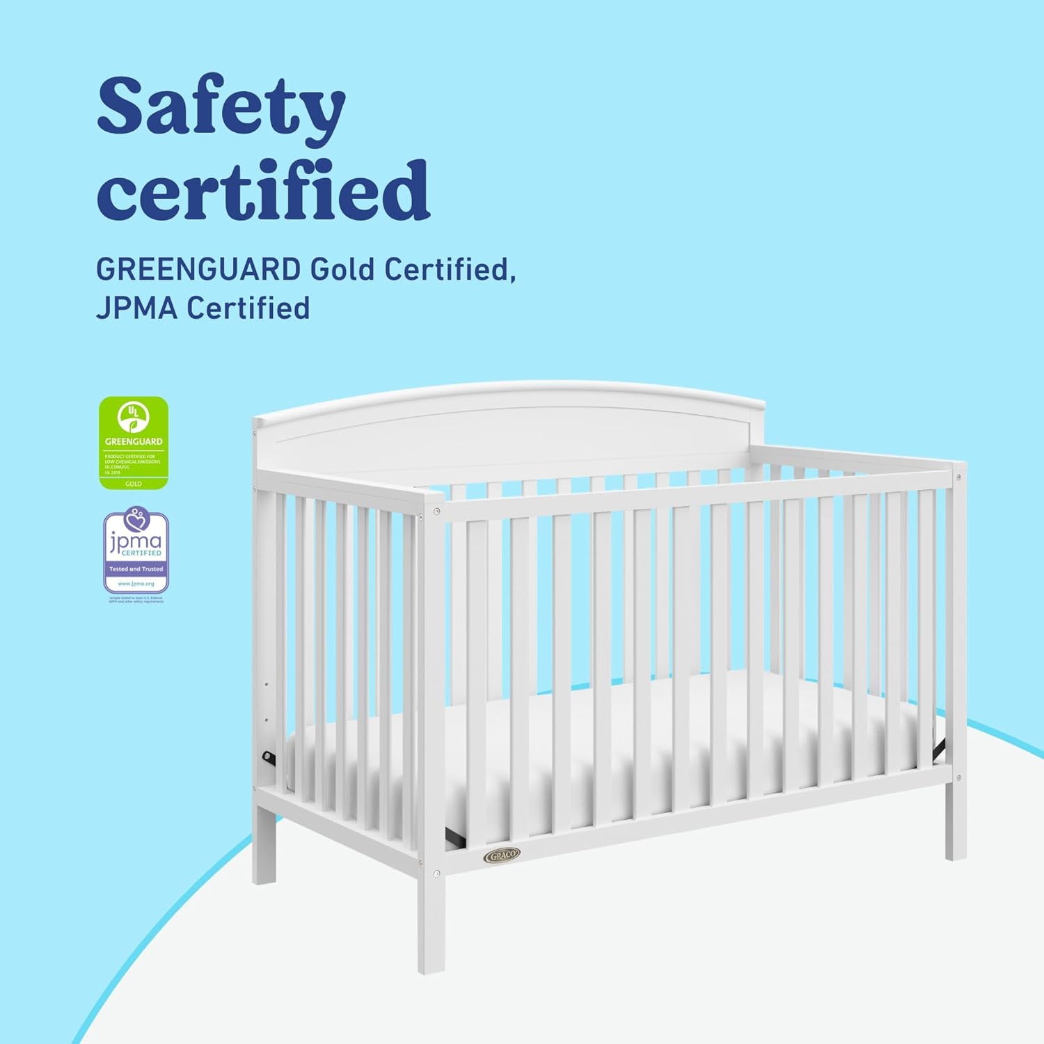 Graco Benton white 5-in-1 convertible crib in baby nursery setting — view 3