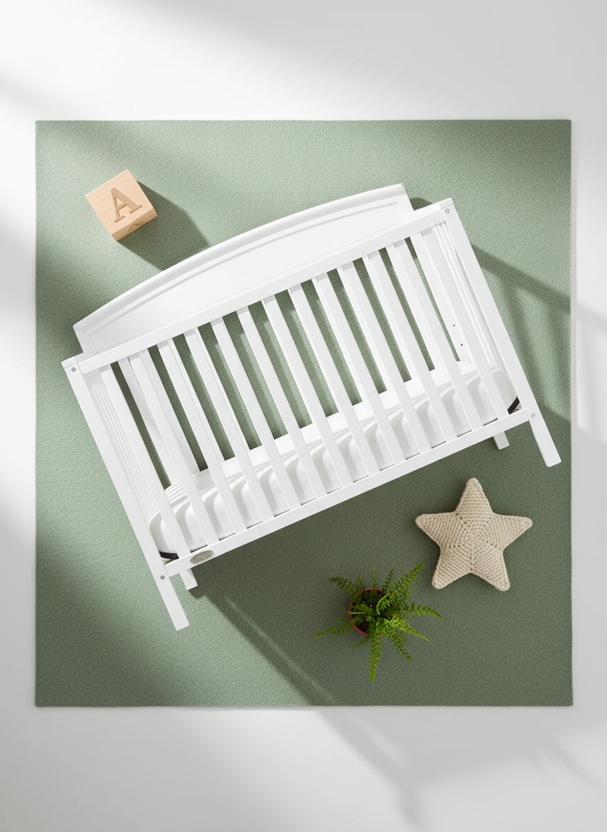 Graco Benton white 5-in-1 convertible crib in baby nursery setting โ view 7a