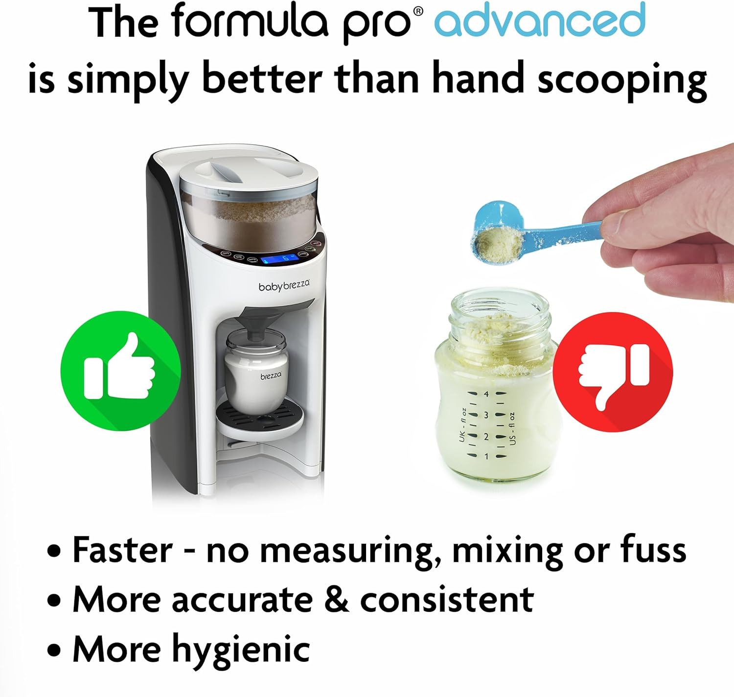 white automatic formula dispenser machine with digital display and bottle attachment โ view 3