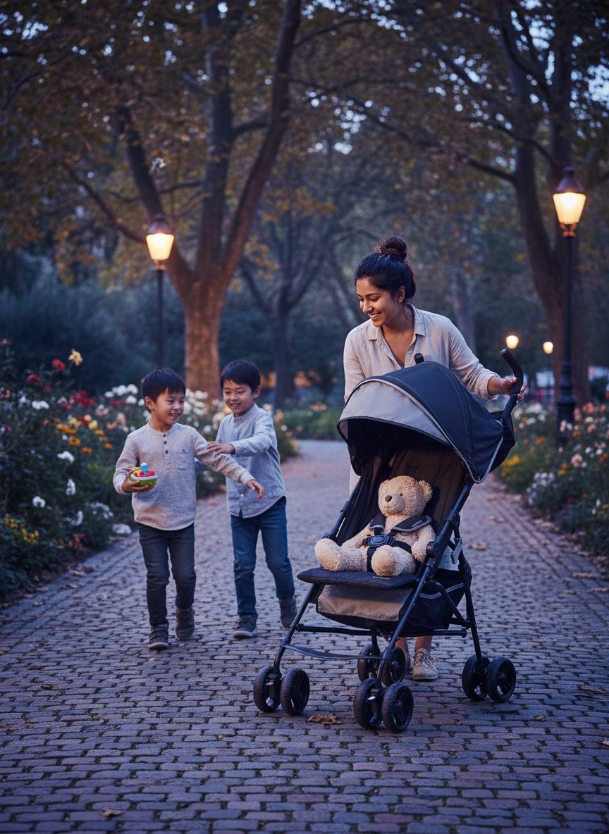 Gray lightweight umbrella stroller with compact fold and extended sun visor canopy — view 6