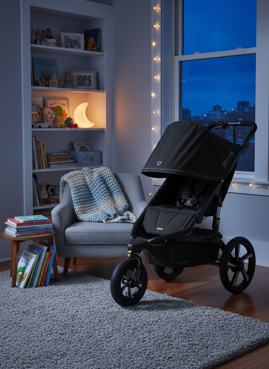 Alterrain Pro jogging stroller in black with SmoothShox suspension system, front swivel wheel visible — view 2