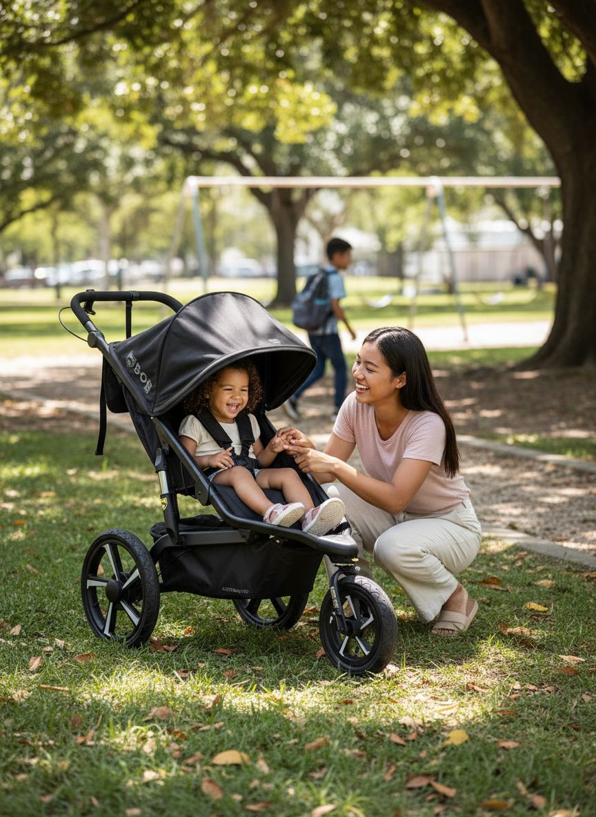 Alterrain Pro jogging stroller in black with SmoothShox suspension system, front swivel wheel visible — view 6