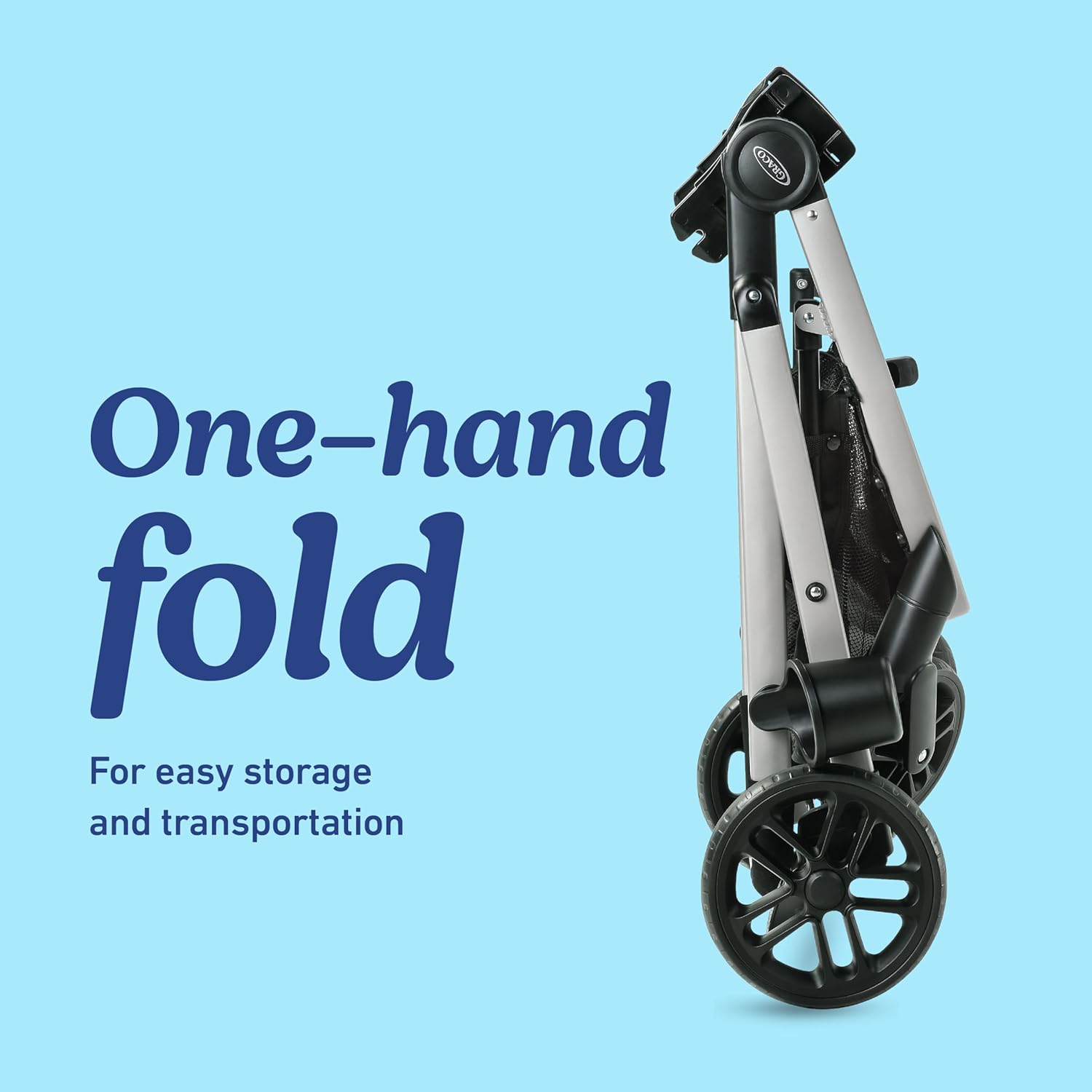 Graco Modes Pramette Travel System in Ellington gray, showing pram configuration with ergonomic parent handles — view 2
