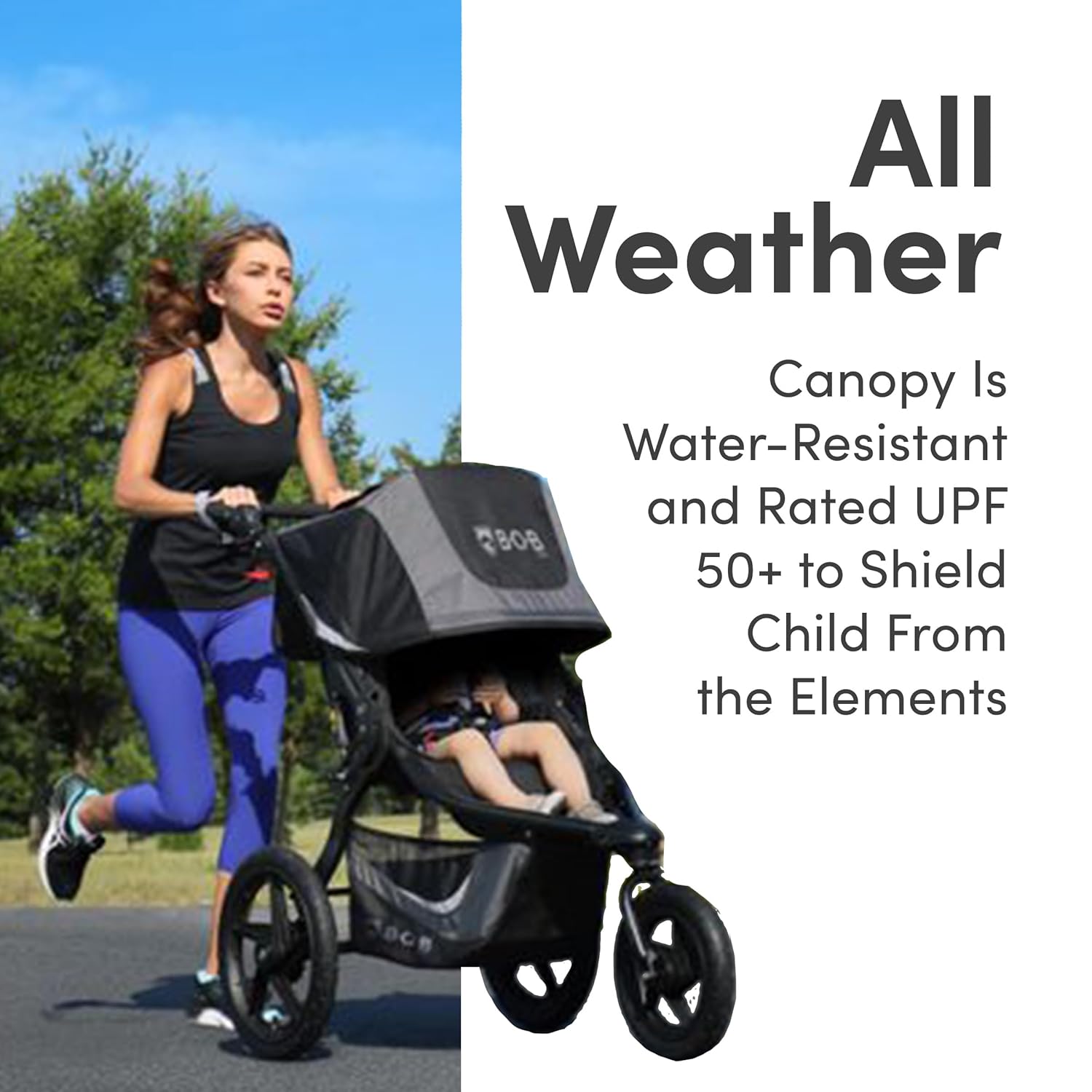Modern graphite black jogging stroller with large all-terrain wheels and ergonomic parent handlebar for newborn and infant use โ view 4