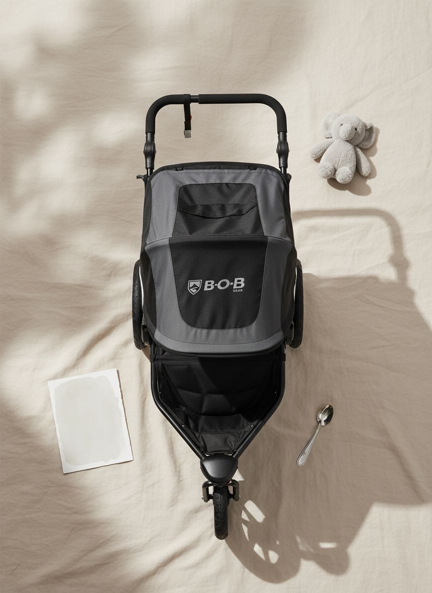 Modern graphite black jogging stroller with large all-terrain wheels and ergonomic parent handlebar for newborn and infant use โ view 7a