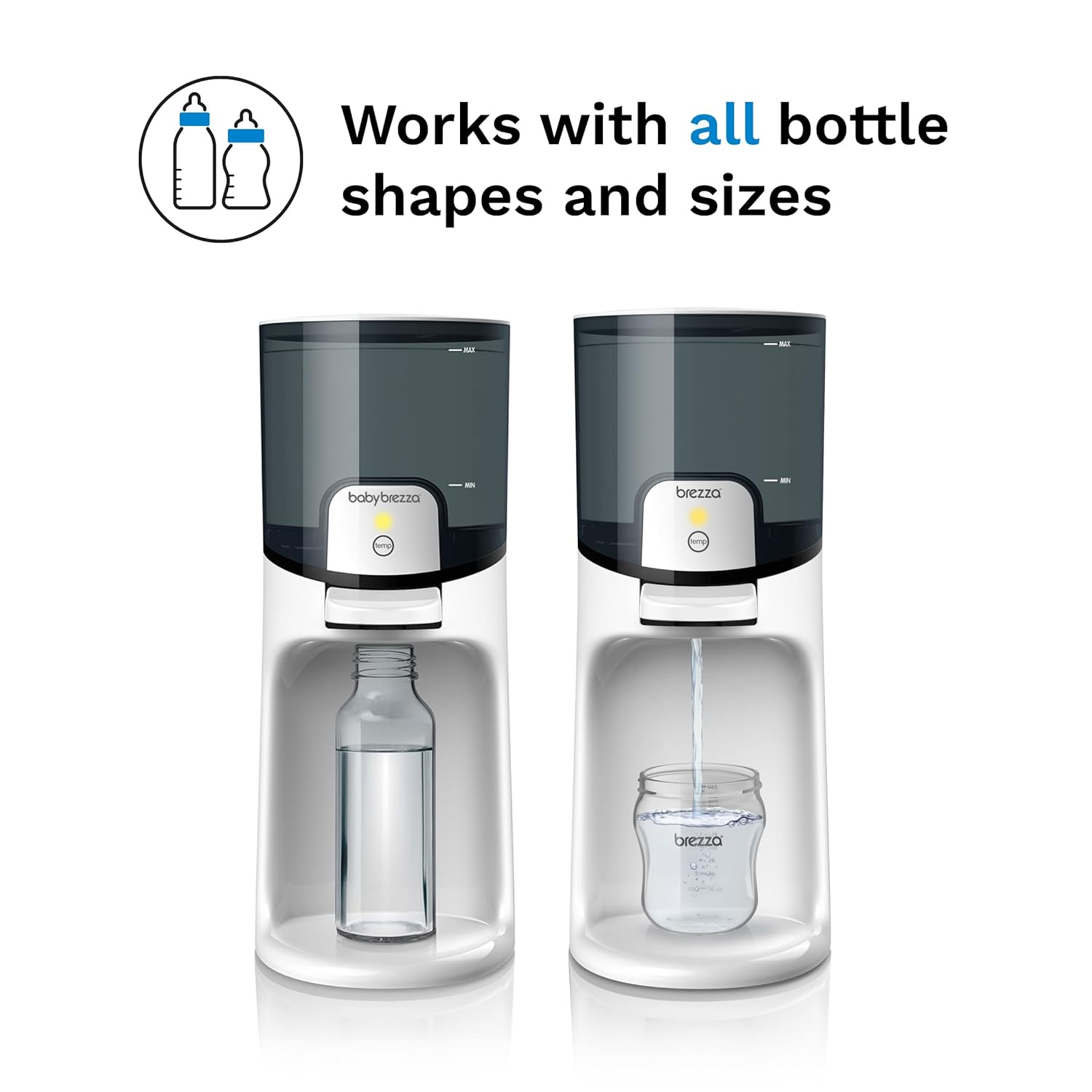 Modern electric instant baby bottle maker with stainless steel finish, 50oz water tank, and digital temperature display showing three heat settings for formula preparation — view 4