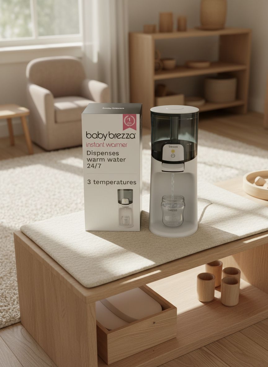 Modern electric instant baby bottle maker with stainless steel finish, 50oz water tank, and digital temperature display showing three heat settings for formula preparation — view 4