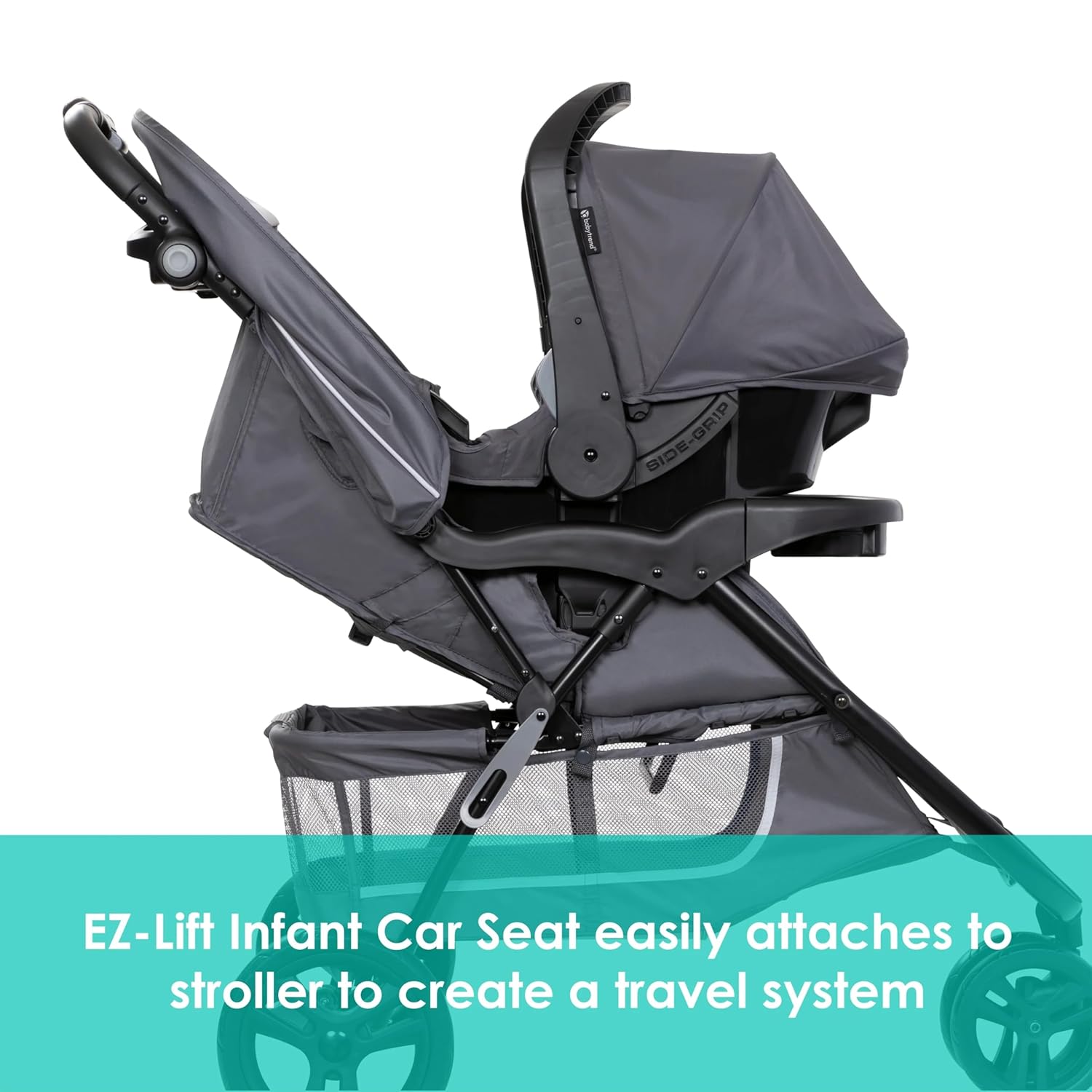 Modern grey stroller and detachable infant car seat travel system for newborns — view 4