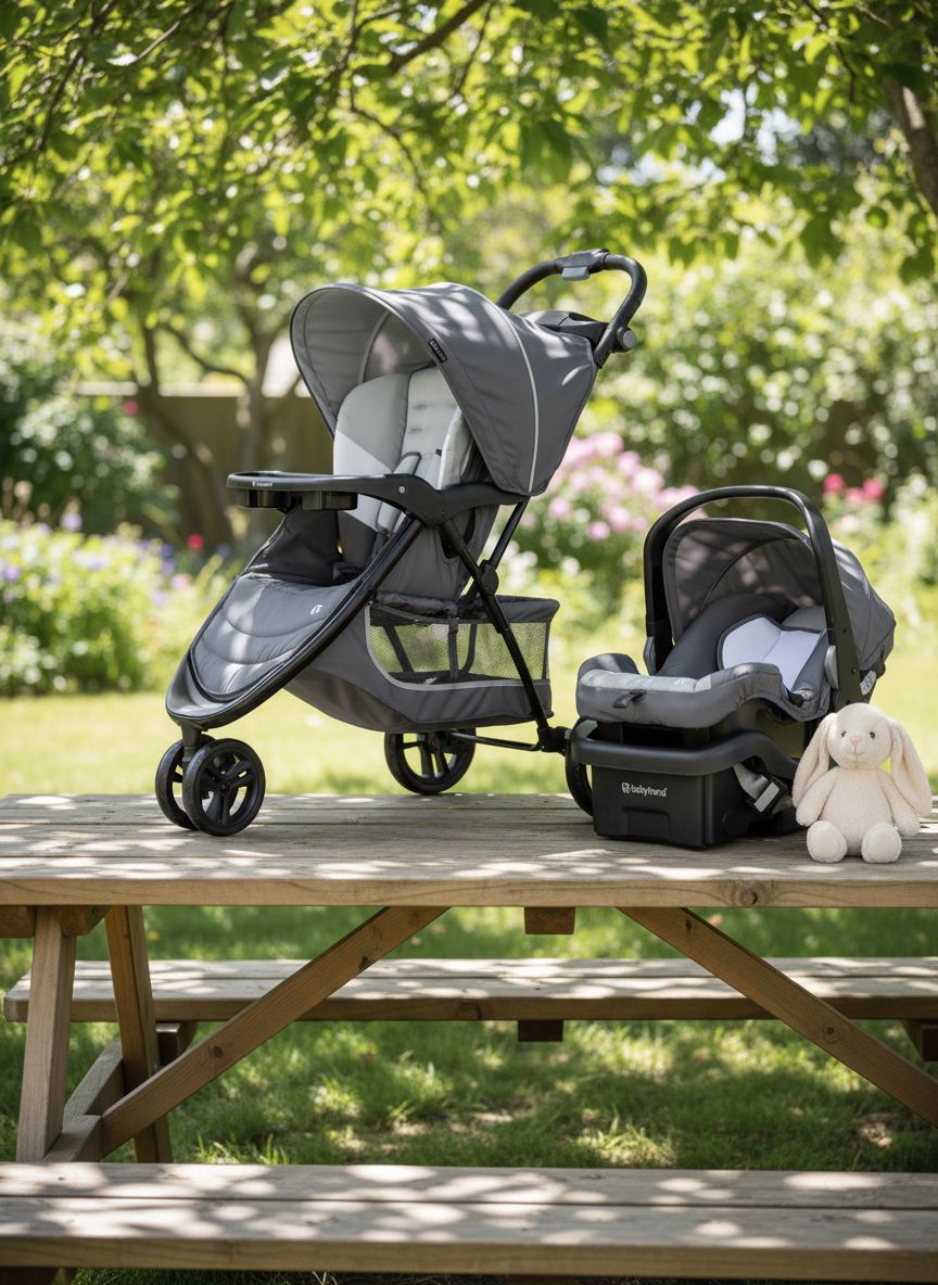 Modern grey stroller and detachable infant car seat travel system for newborns โ view 3
