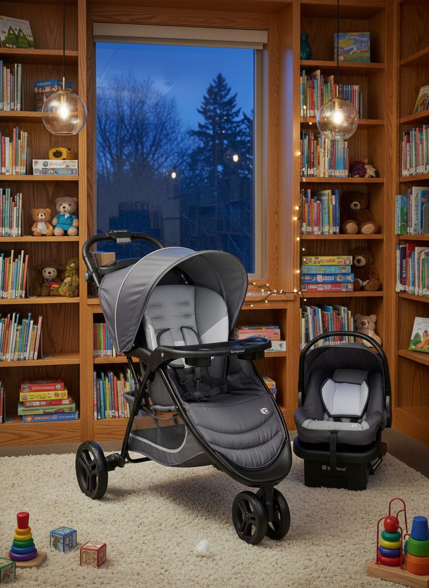 Modern grey stroller and detachable infant car seat travel system for newborns โ view 2