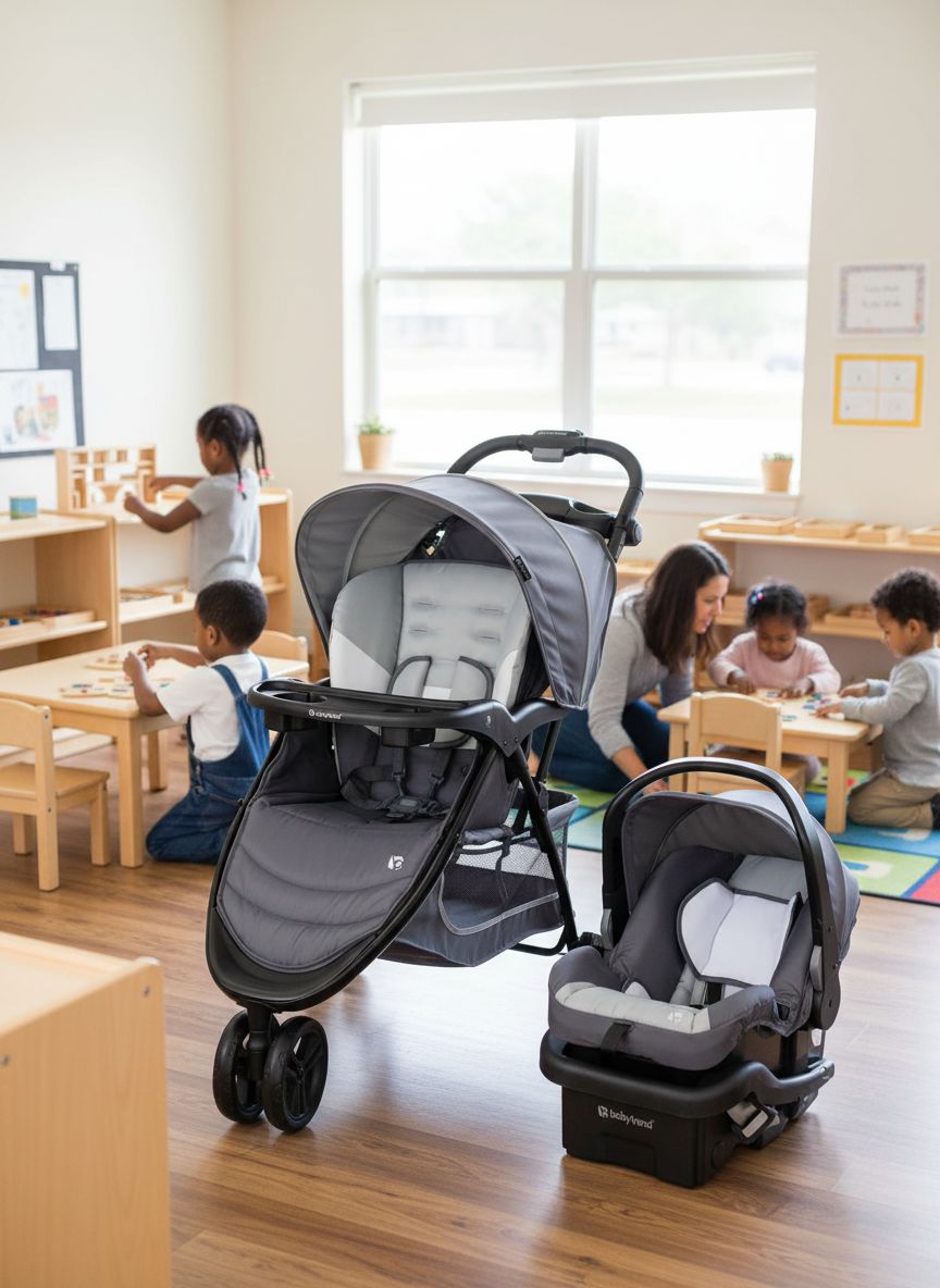 Modern grey stroller and detachable infant car seat travel system for newborns โ view 3a