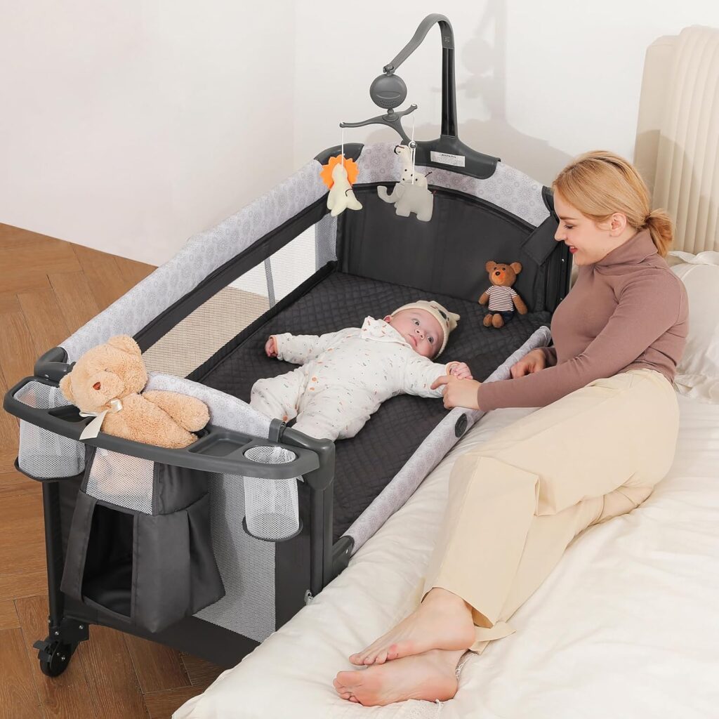 4-in-1 Bedside Bassinet with Diaper Changer for Newborns