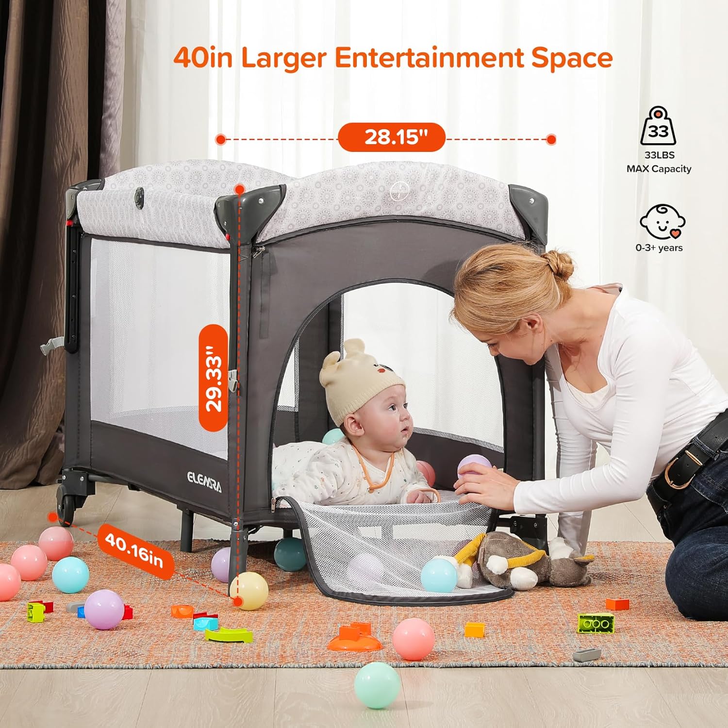 Modern gray 4-in-1 bedside bassinet with integrated diaper changing station, adjustable mattress height, and storage compartment — view 5