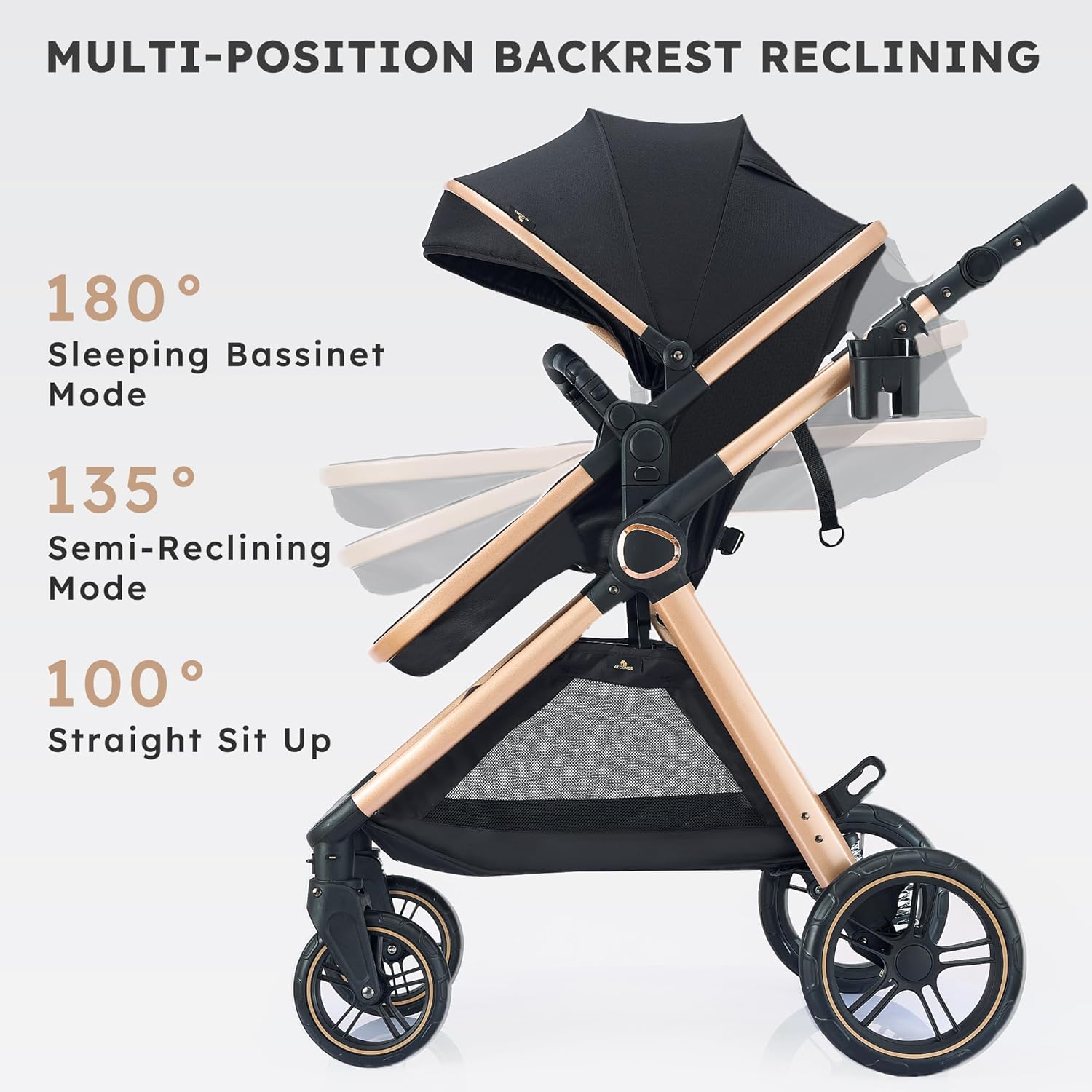 Modern 2-in-1 convertible baby stroller with bassinet carriage mode in charcoal gray — view 4