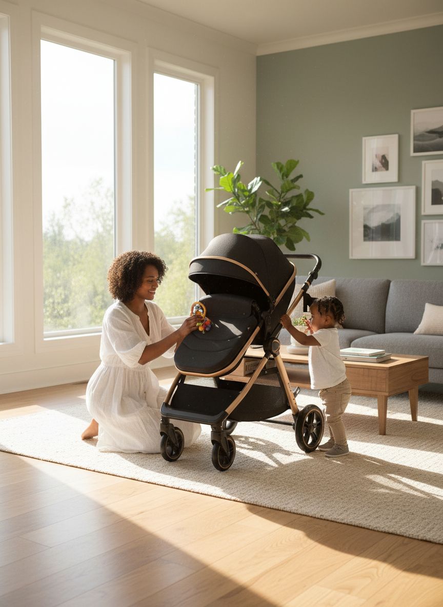 Modern 2-in-1 convertible baby stroller with bassinet carriage mode in charcoal gray — view 5a
