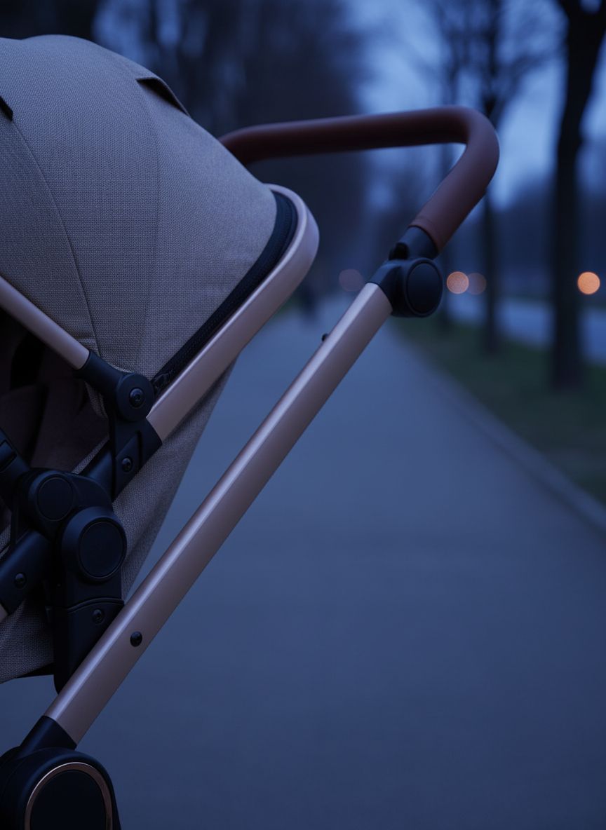Beige 2-in-1 convertible baby stroller with reversible seating in parent-facing position — view 4