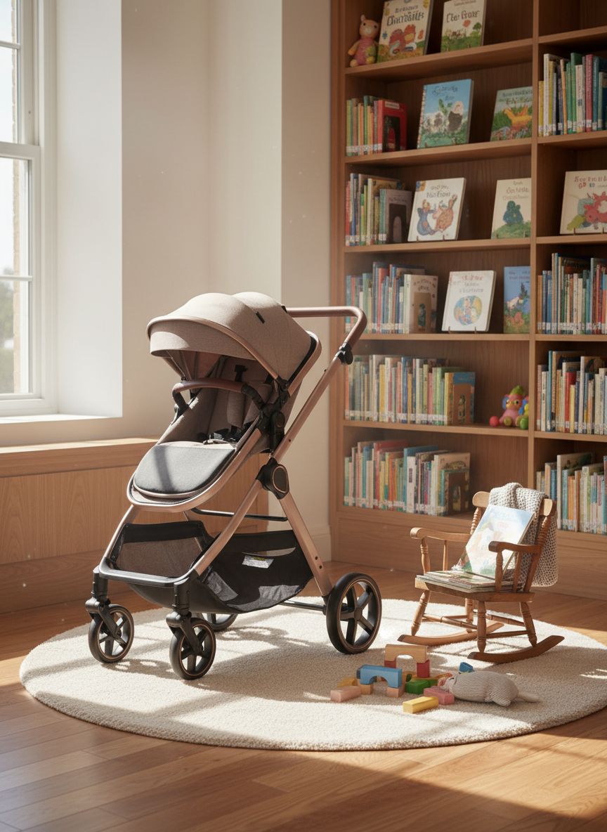 Beige 2-in-1 convertible baby stroller with reversible seating in parent-facing position — view 2