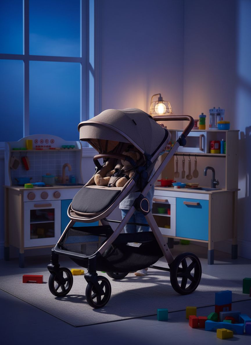 Beige 2-in-1 convertible baby stroller with reversible seating in parent-facing position — view 3a