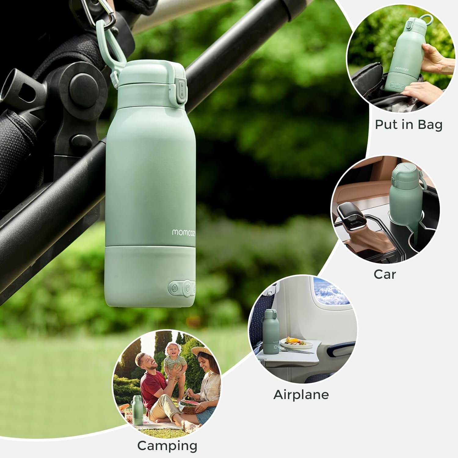 Portable bottle warmer in white with dual heating modes, USB charging cable, and large 17-ounce capacity for travel — view 5