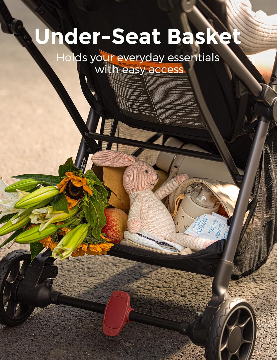 Lightweight compact stroller with one-click fold mechanism and extended UPF50+ canopy in gray, viewed from front angle — view 4