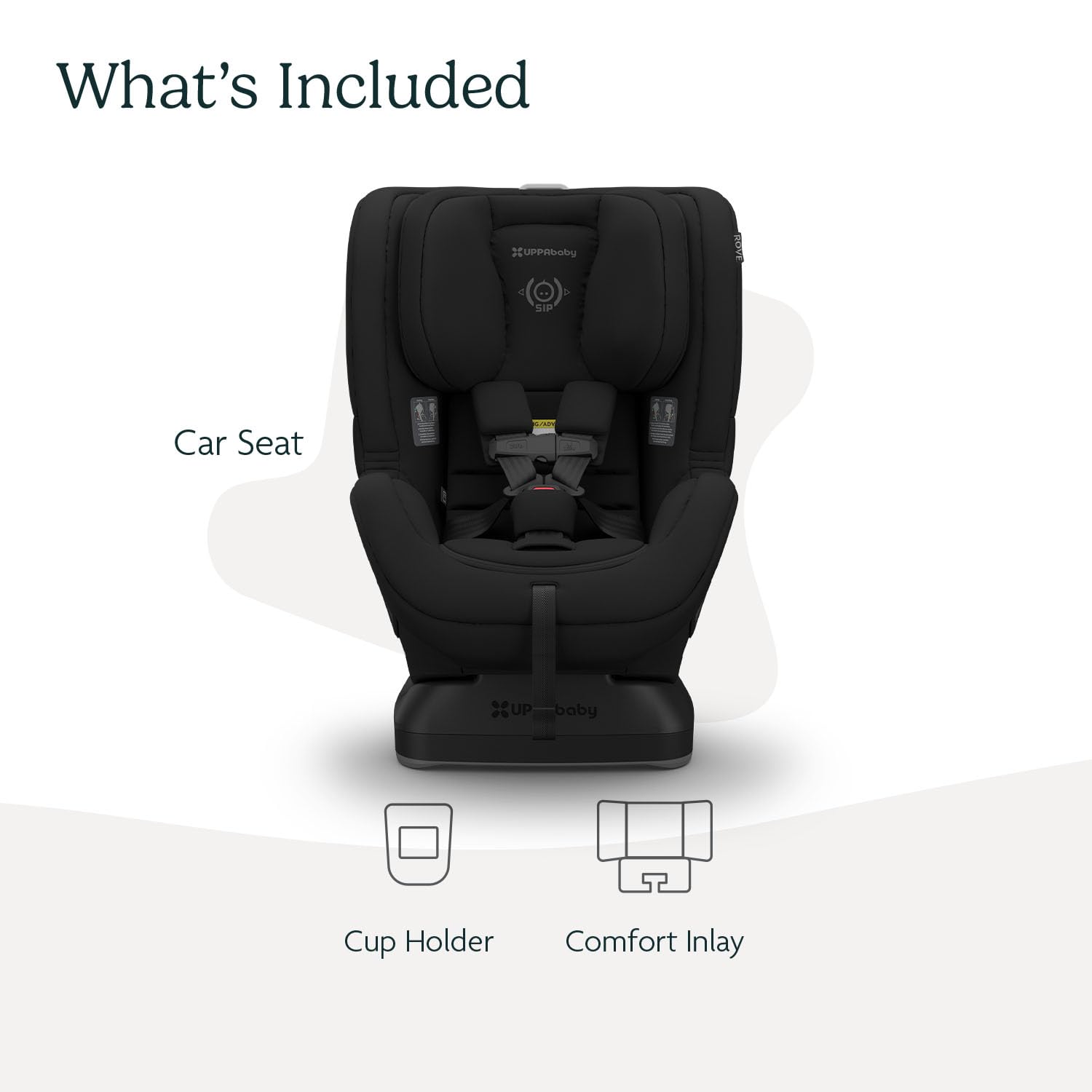 UPPAbaby Rove convertible car seat in Jake black mélange with cup holder, showing rear-facing installation — view 2