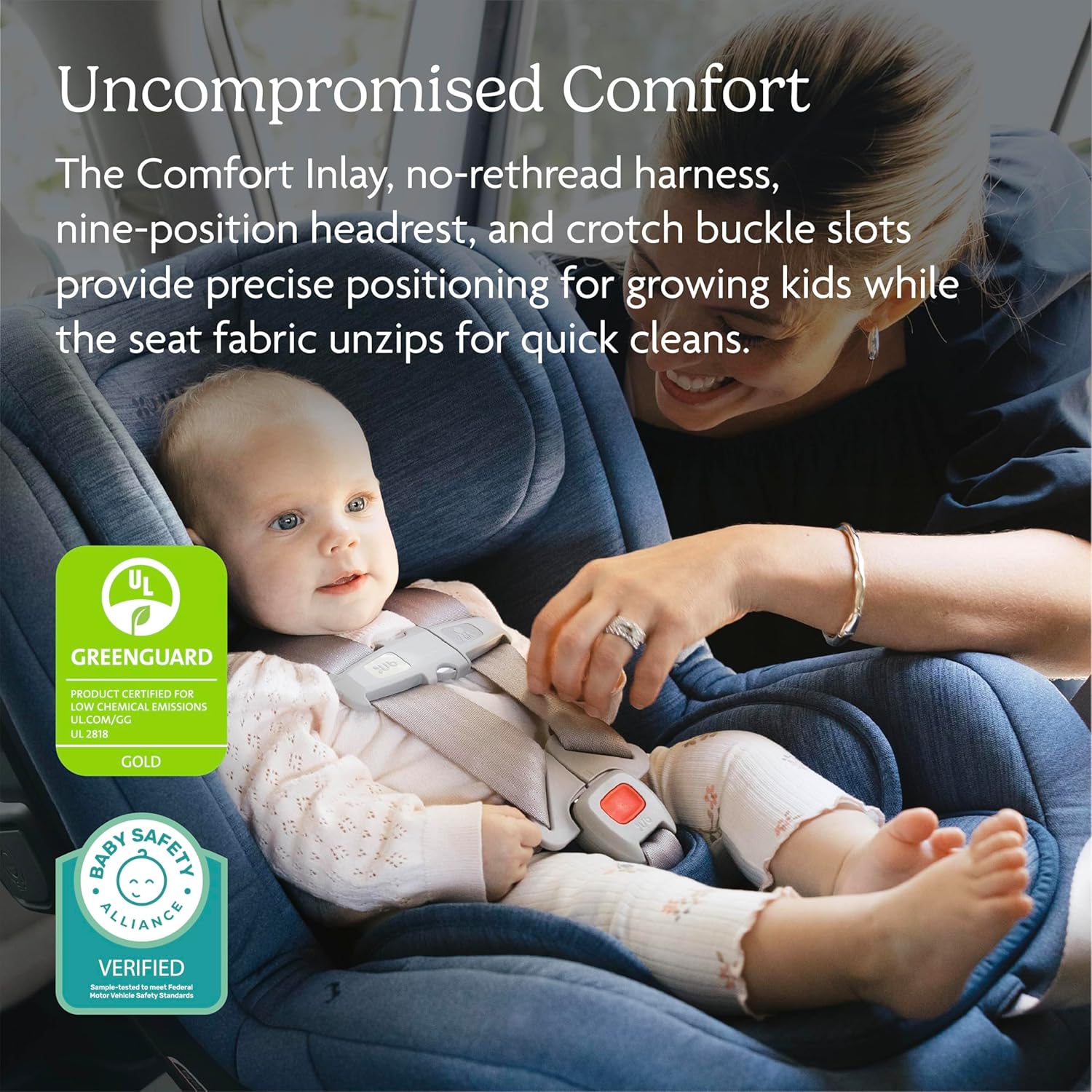 UPPAbaby Rove convertible car seat in Jake black mélange with cup holder, showing rear-facing installation — view 2