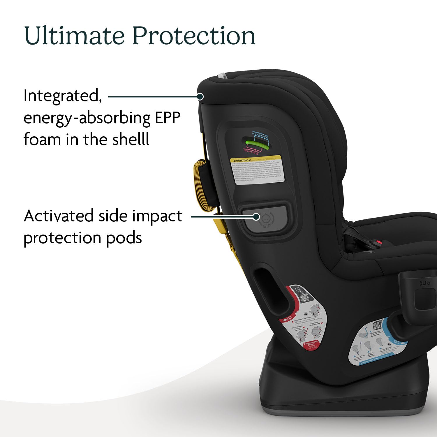 UPPAbaby Rove convertible car seat in Jake black mélange with cup holder, showing rear-facing installation — view 3