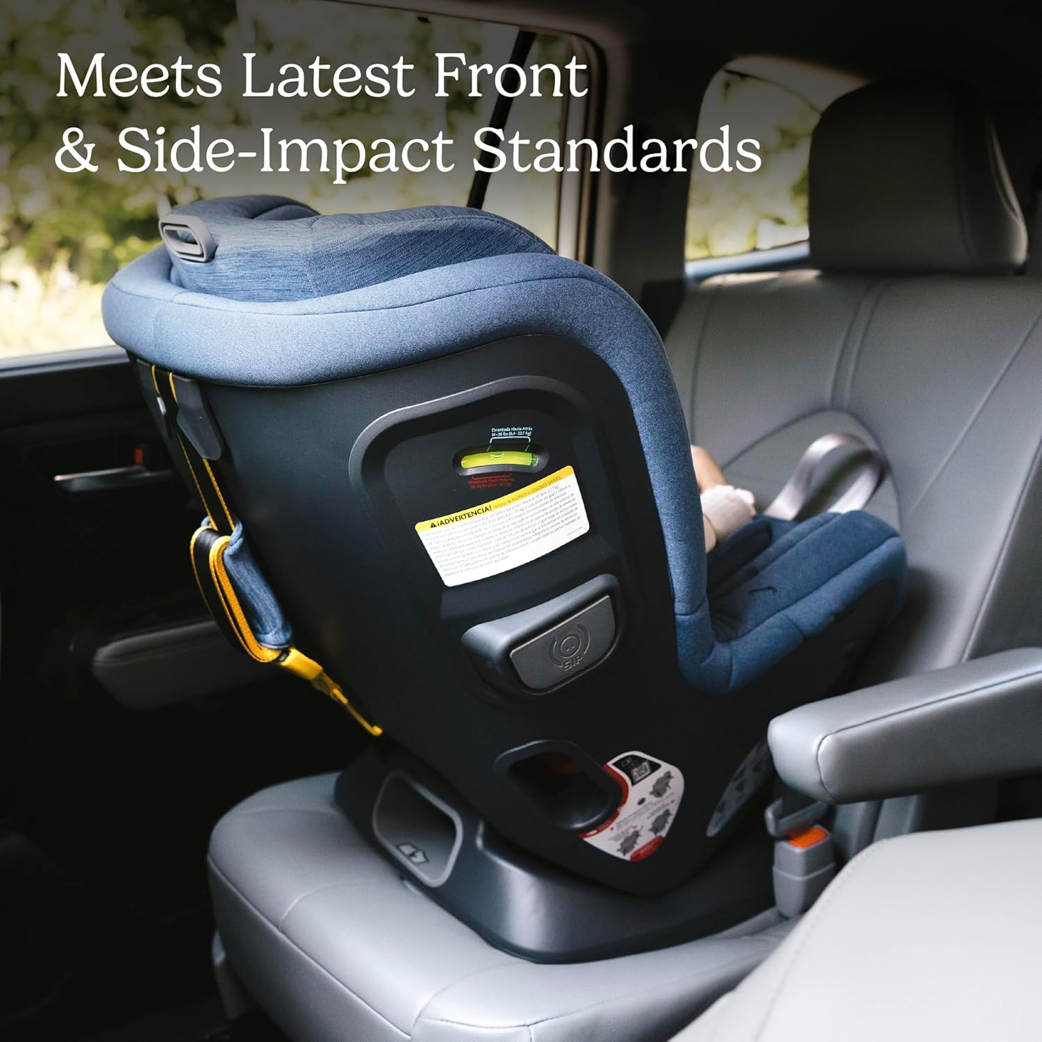 UPPAbaby Rove convertible car seat in Jake black mélange with cup holder, showing rear-facing installation — view 5