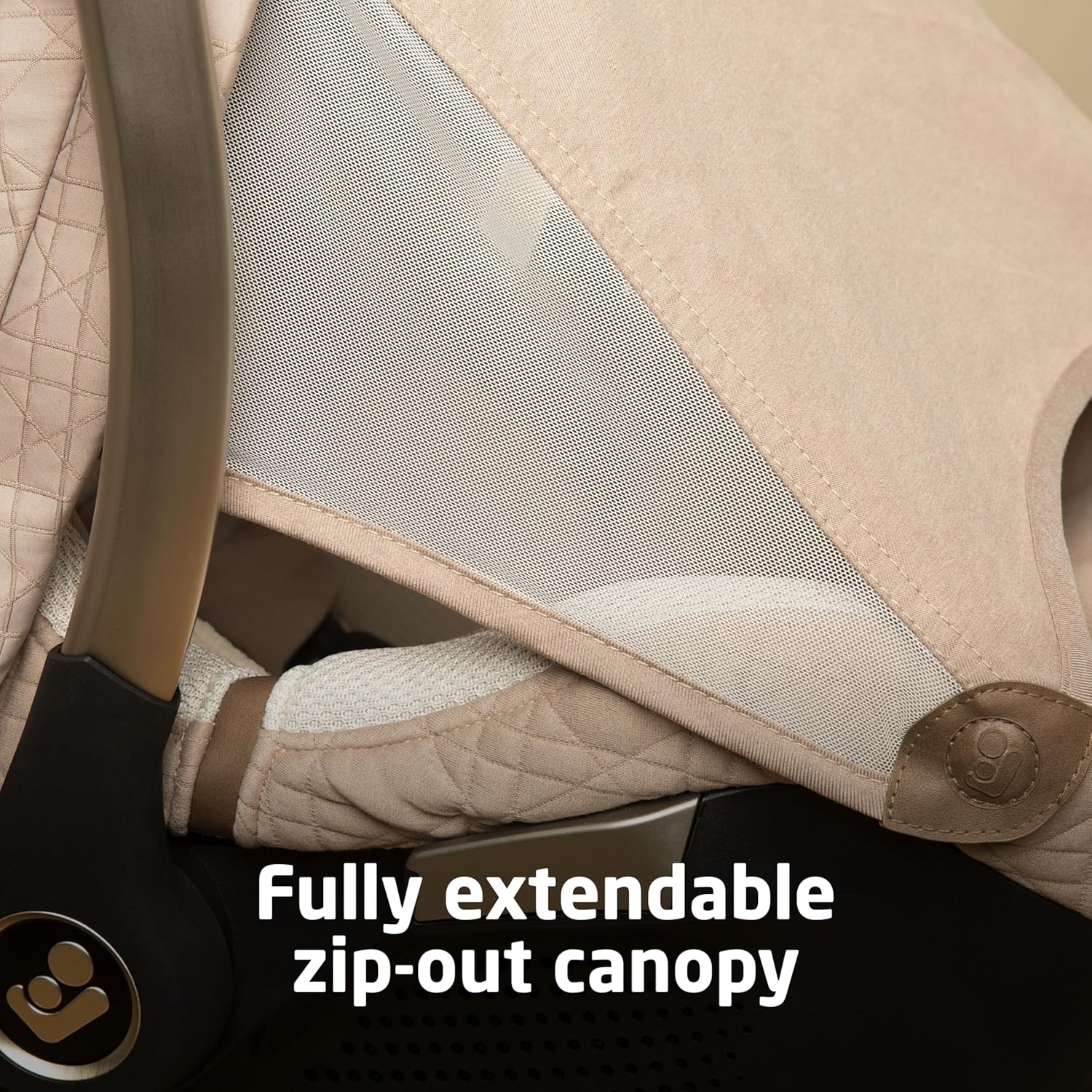 Maxi-Cosi Peri 180° rotating infant car seat in natural heritage color, shown with 180-degree swivel base — view 4