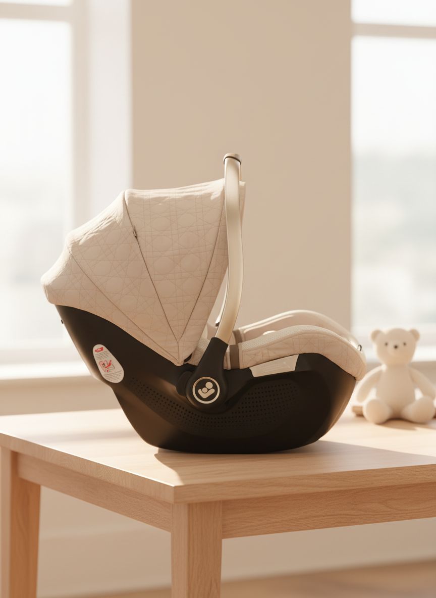 Maxi-Cosi Peri 180° rotating infant car seat in natural heritage color, shown with 180-degree swivel base — view 3