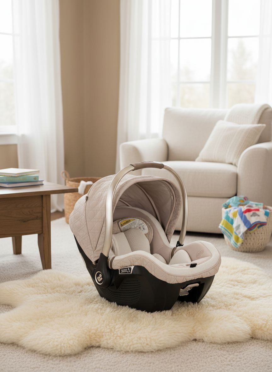 Maxi-Cosi Peri 180° rotating infant car seat in natural heritage color, shown with 180-degree swivel base — view 4