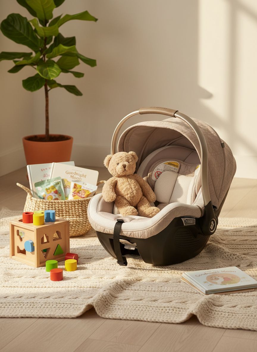 Maxi-Cosi Peri 180° rotating infant car seat in natural heritage color, shown with 180-degree swivel base — view 5a