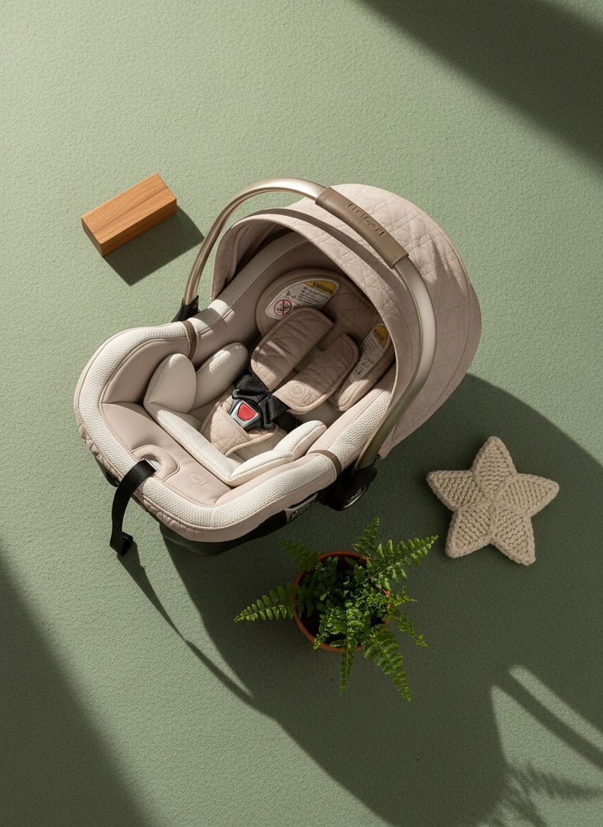 Maxi-Cosi Peri 180° rotating infant car seat in natural heritage color, shown with 180-degree swivel base — view 7a