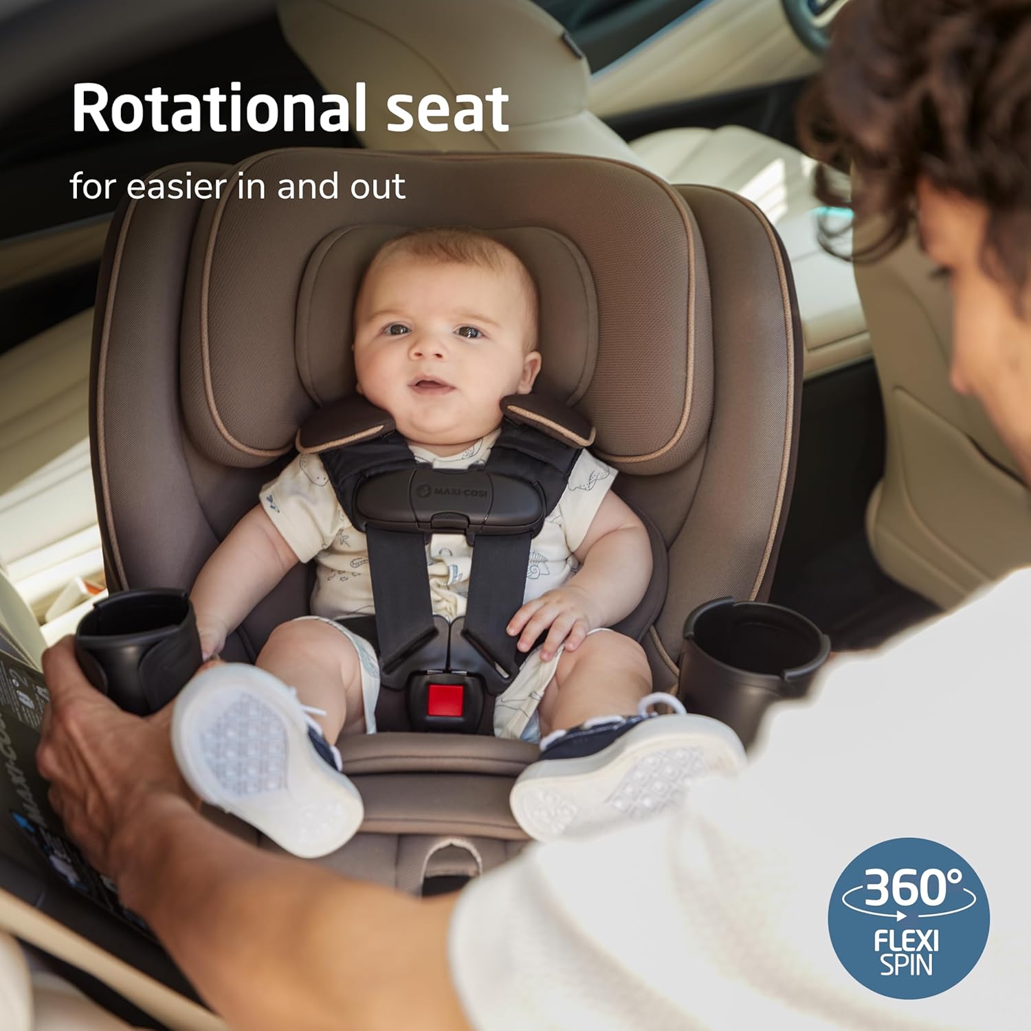 Maxi-Cosi Andi 360 rotating convertible car seat in Escargot with 360-degree base and rotating mechanism for easy child access — view 3