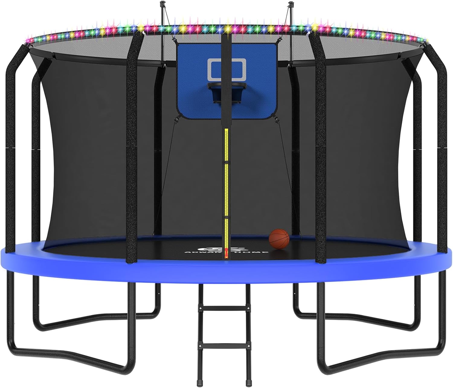 ACWARM HOME Trampoline Outdoor 8FT 10FT 12FT 14FT 15FT 16FT Trampoline with Basketball Hoop and LED Lights, Recreational Trampolines for Kids and Adults with Enclosure Net & Ladder, ASTM Approved