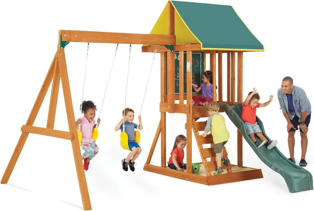 Wooden Swing Set for Toddlers 3-5 Years Gross Motor