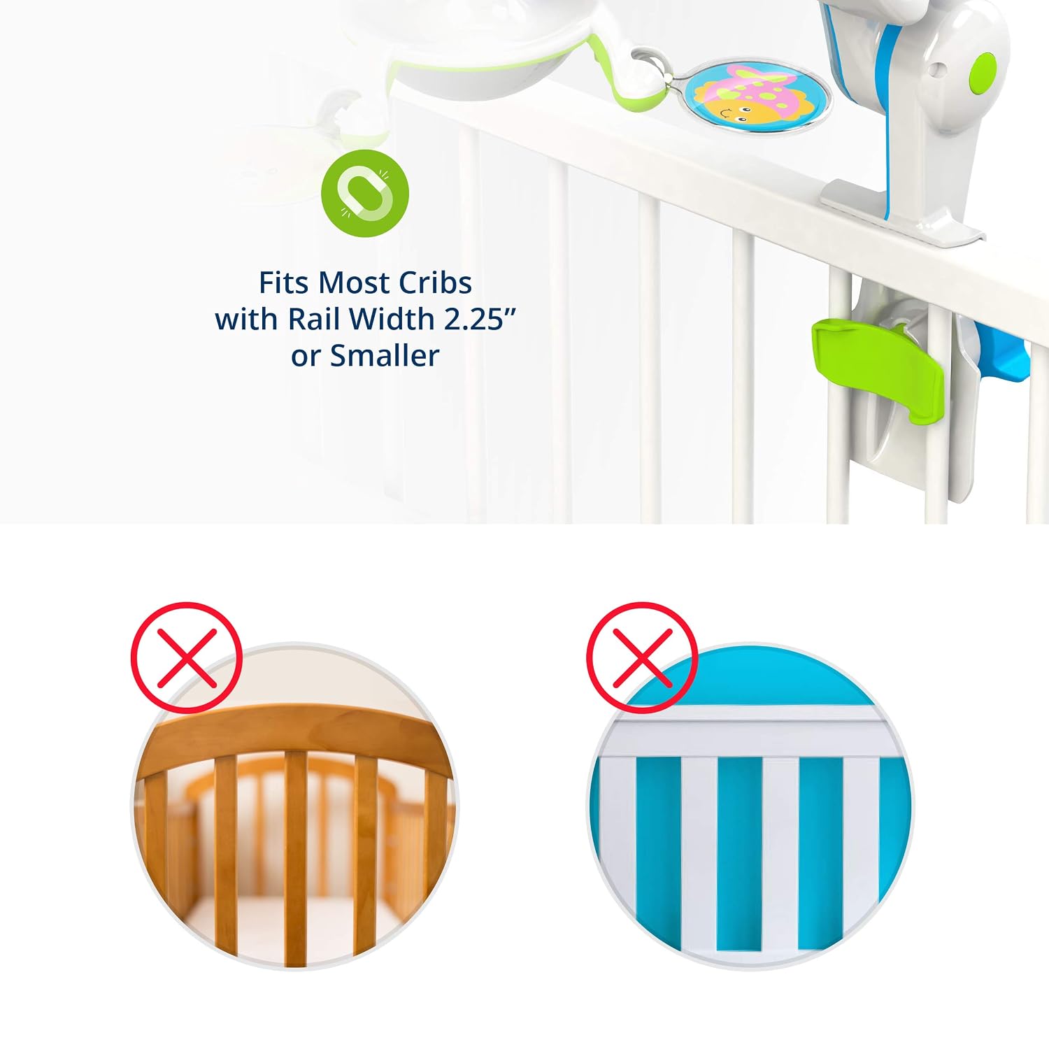 Modern crib mobile with integrated projector and white finish, featuring sound and light options for newborn soothing โ view 4