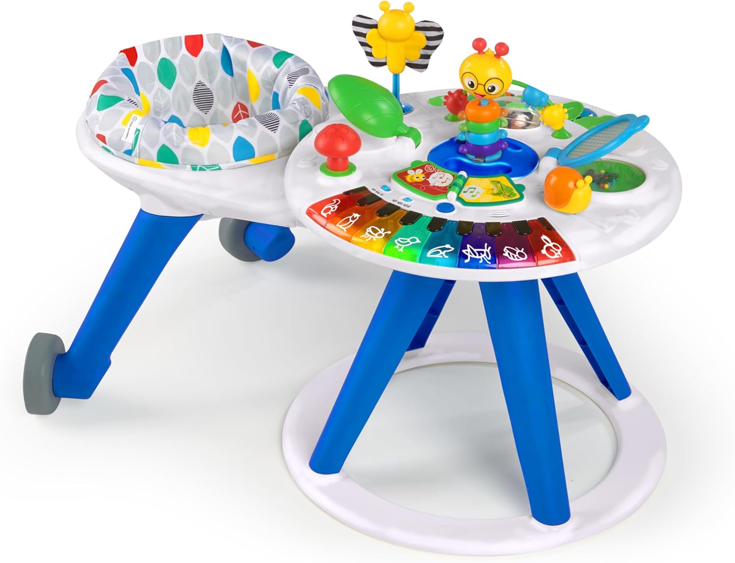 4-in-1 activity center with piano keyboard, featuring colorful interactive buttons and sensory toys for infant gross motor development — view 1