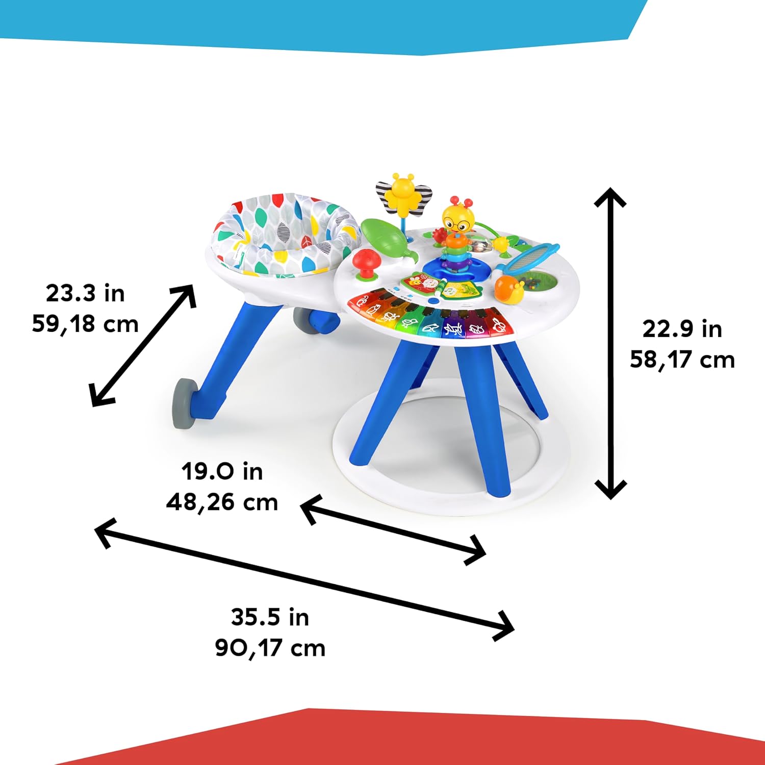 4-in-1 activity center with piano keyboard, featuring colorful interactive buttons and sensory toys for infant gross motor development — view 5a