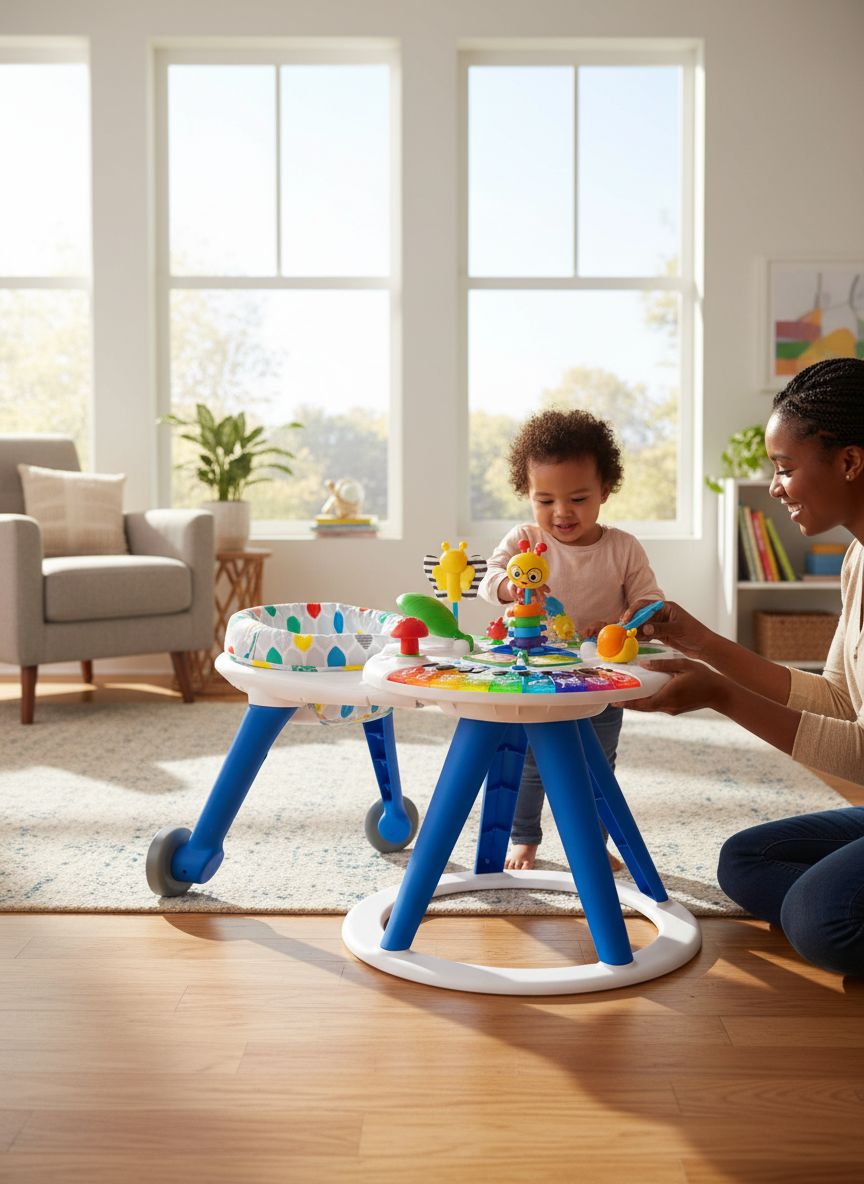 4-in-1 activity center with piano keyboard, featuring colorful interactive buttons and sensory toys for infant gross motor development — view 6