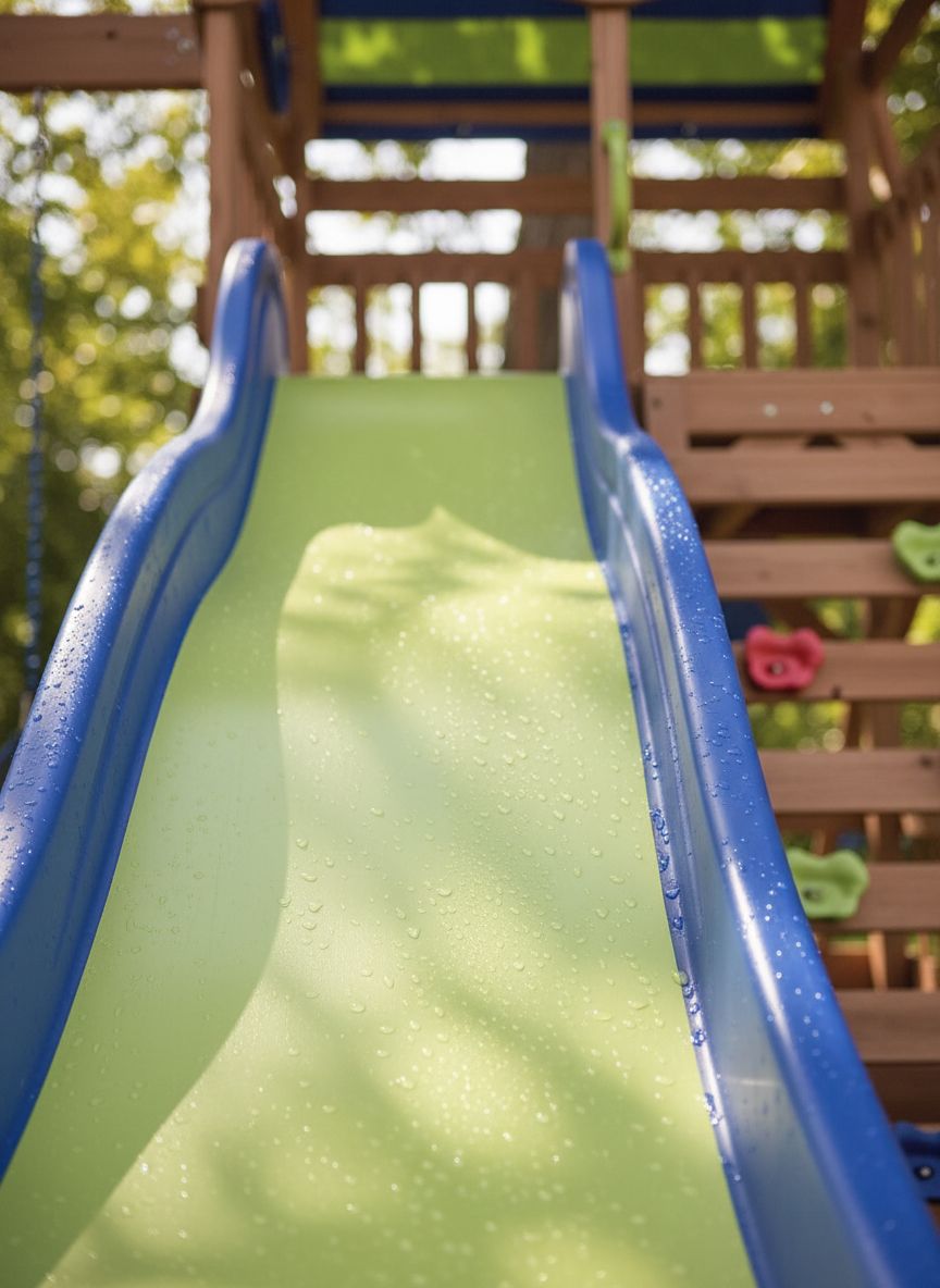 Cedar wood swing set with wave slide, monkey bars, rock wall ladder, and sandbox for kids — view 4