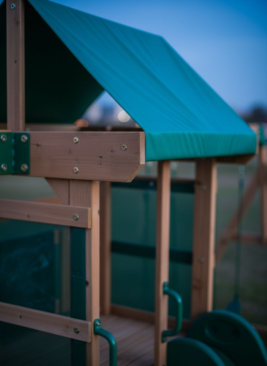 Cedar wood swing set with wave slide, play deck, and rock wall ladder for children ages 3-8 — view 4