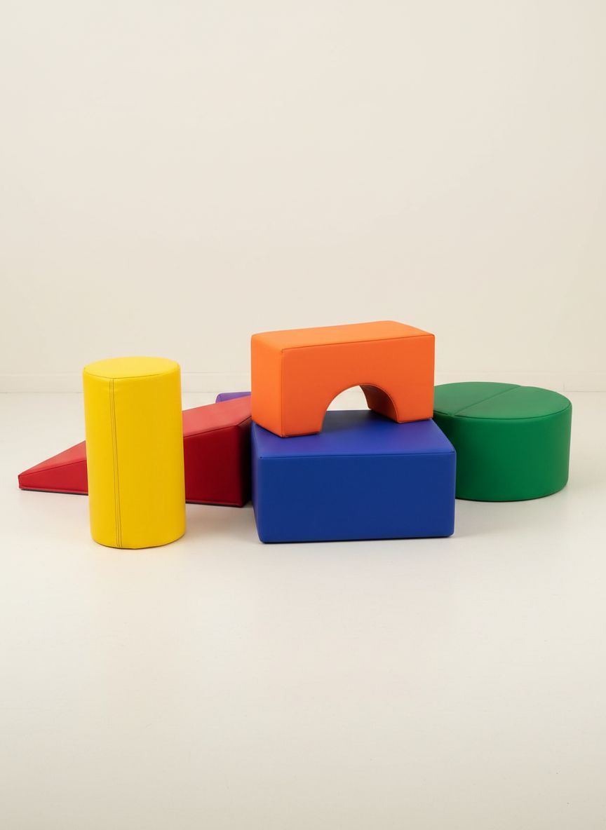 Soft foam climbing playset in assorted colors with stacking blocks and ramps for toddler gross motor play — view 2