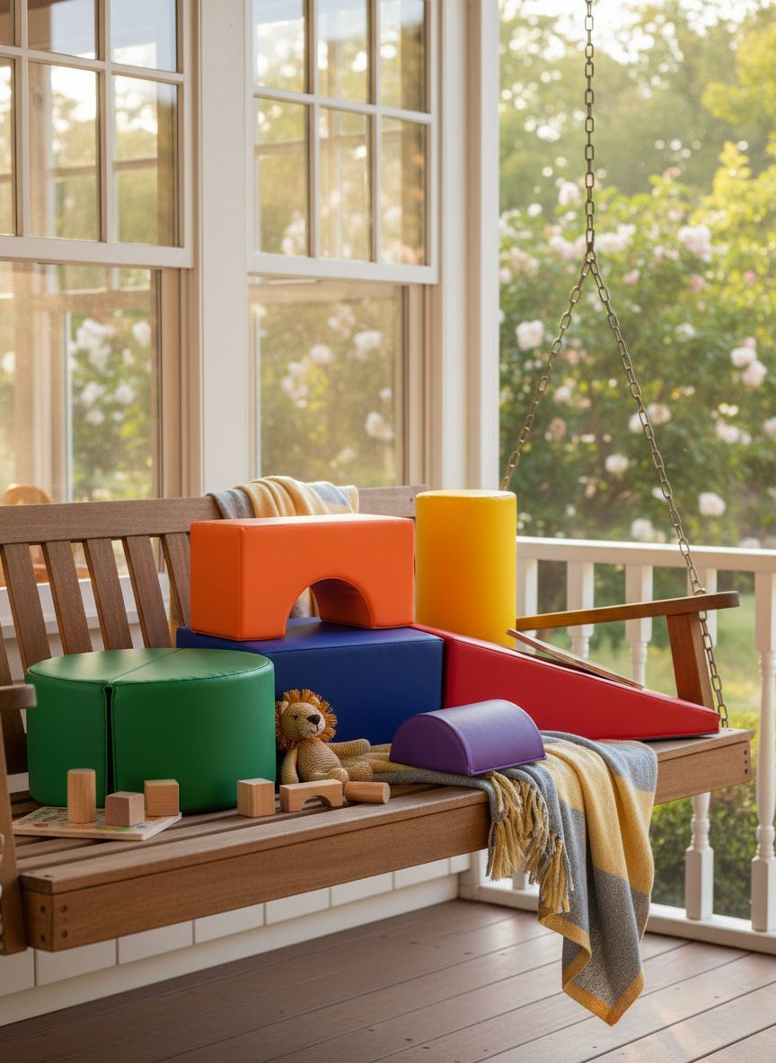 Soft foam climbing playset in assorted colors with stacking blocks and ramps for toddler gross motor play — view 2