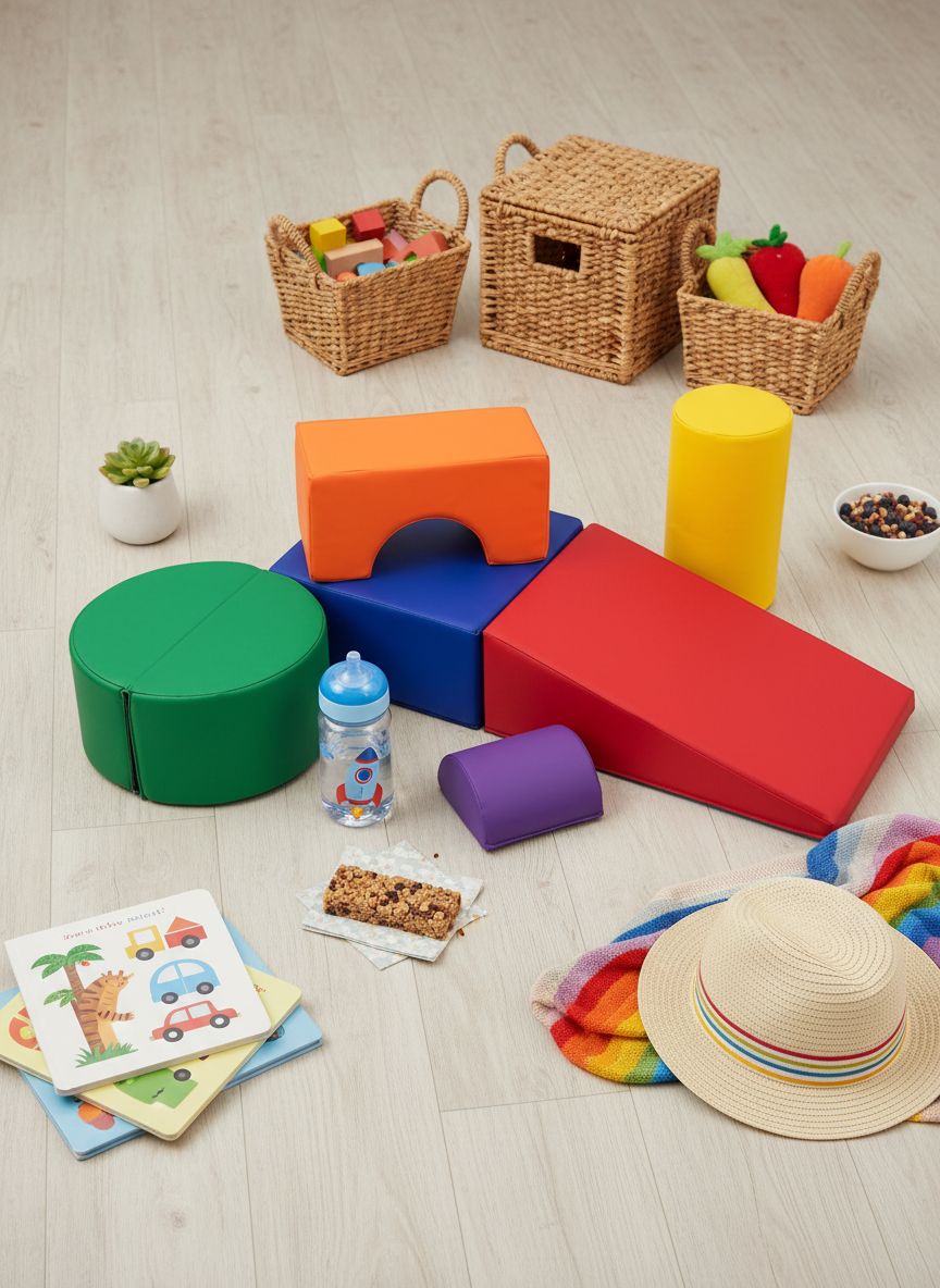 Soft foam climbing playset in assorted colors with stacking blocks and ramps for toddler gross motor play — view 5a