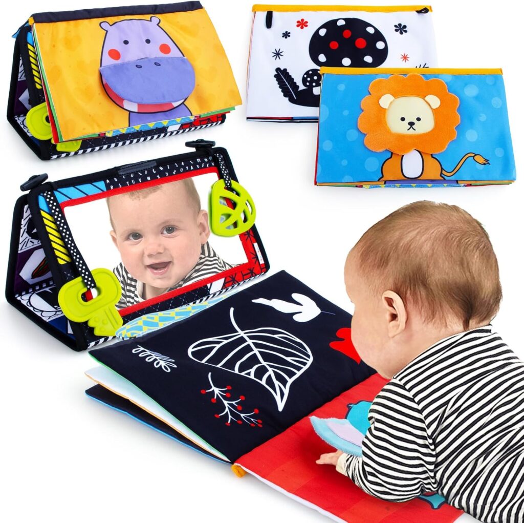 High Contrast Tummy Time Sensory Toy for Newborns 0-6 Months