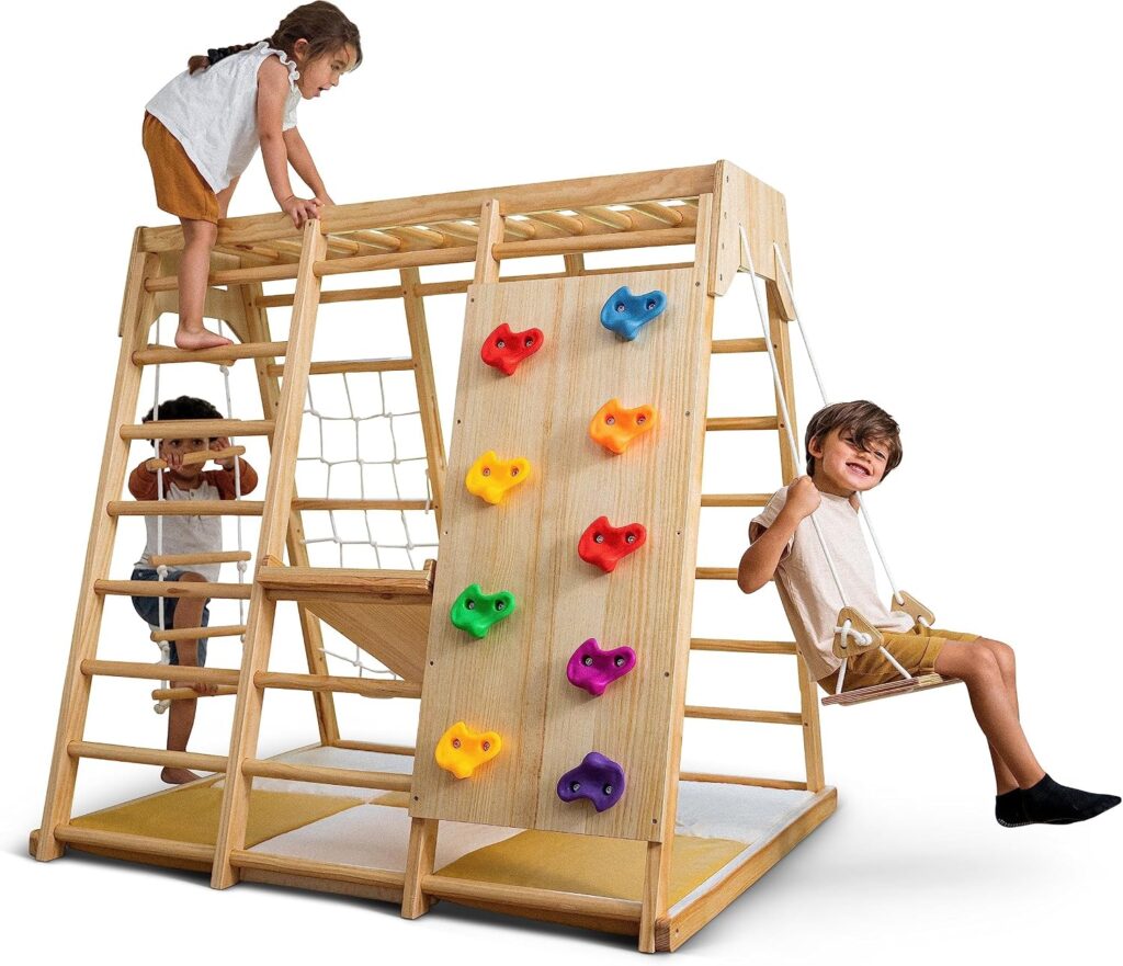 6-in-1 Wooden Jungle Gym for Toddlers Ages 2-6